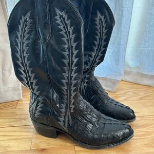 Black Snakeskin leather Western Cowboy Boots